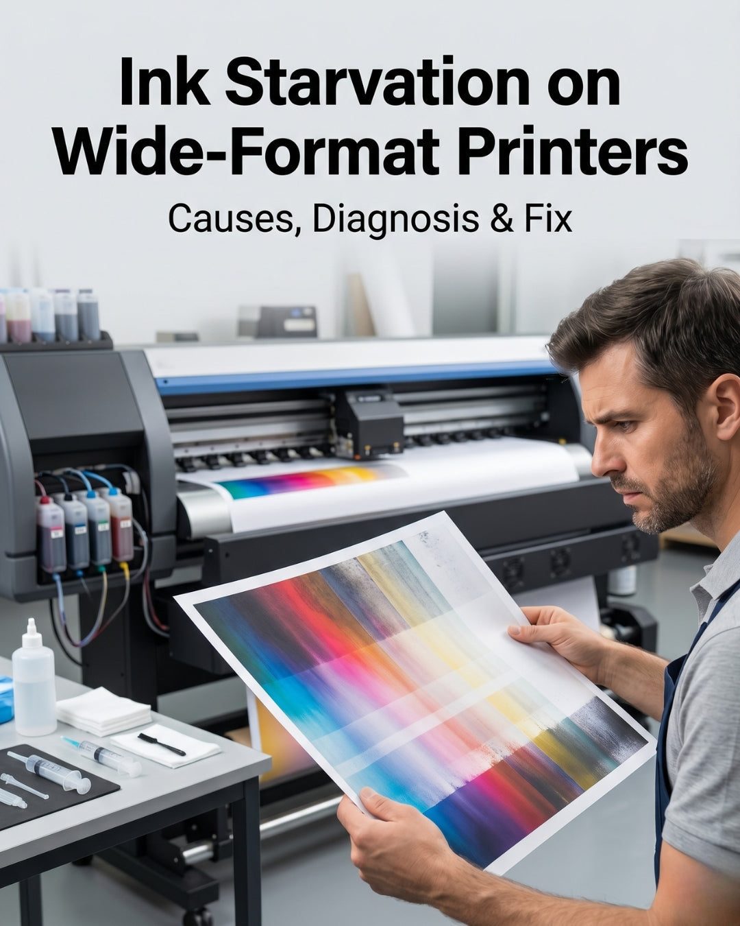 Ink Starvation on Wide-Format Printers — Causes, Diagnosis & Fix
