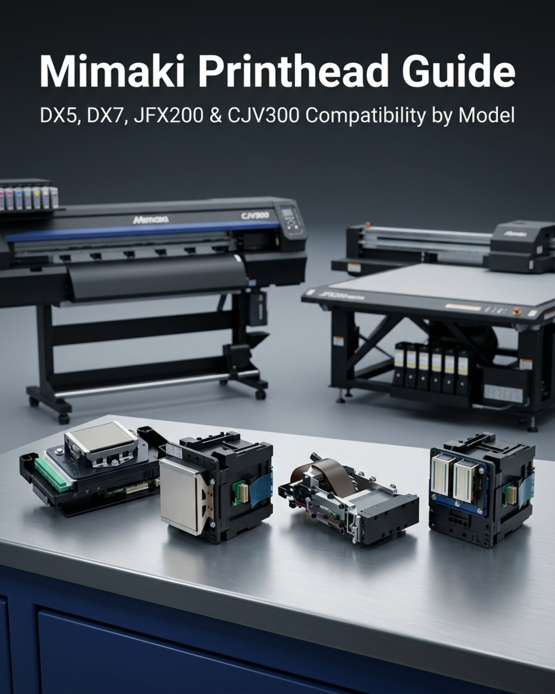 Mimaki Printhead Guide: DX5, DX7, JFX200 & CJV300 Compatibility by Model