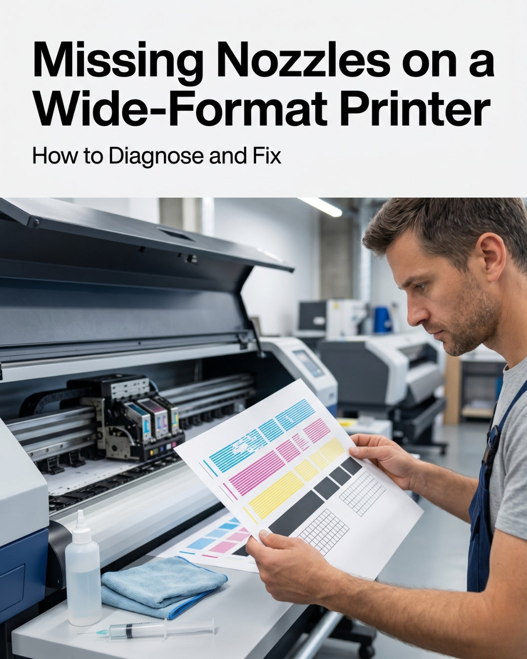 Missing Nozzles on a Wide-Format Printer — How to Diagnose and Fix