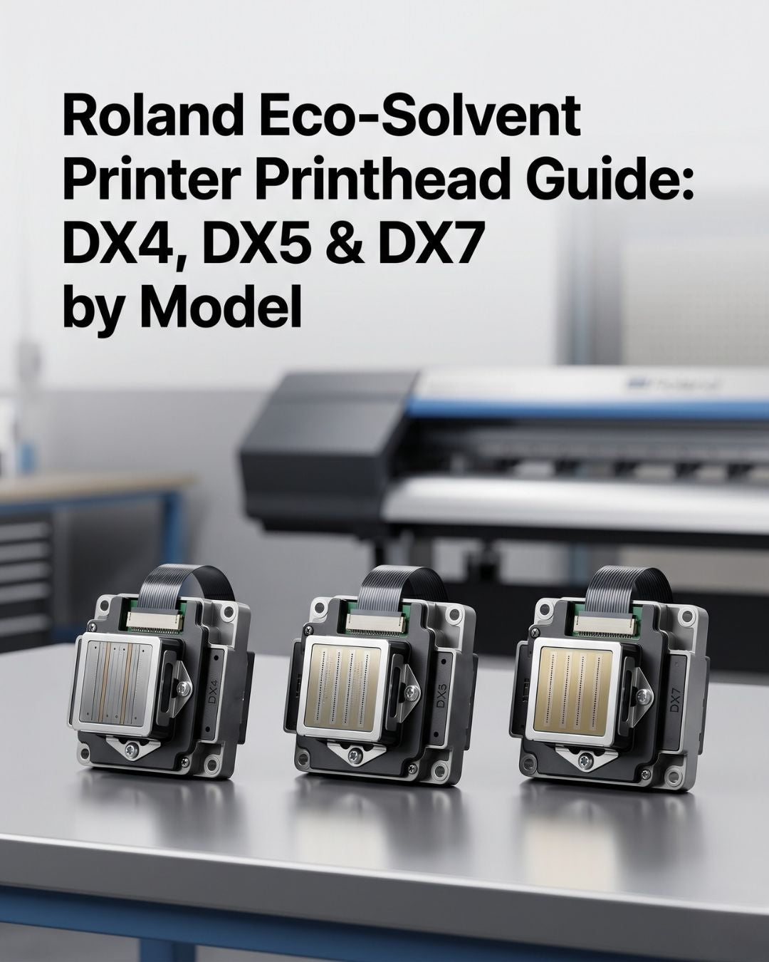 Roland eco-solvent printer printhead guide: DX4, DX5, and DX7 by model