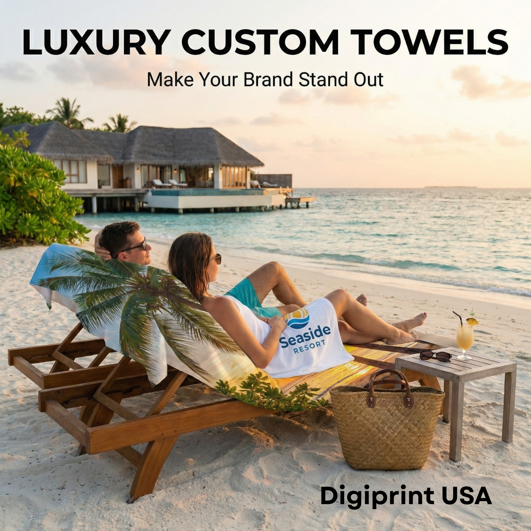 Custom Printed Beach Towels 30” x 60” – Full Color Sublimation Pool Towels for Businesses & Events | DigiPrint USA
