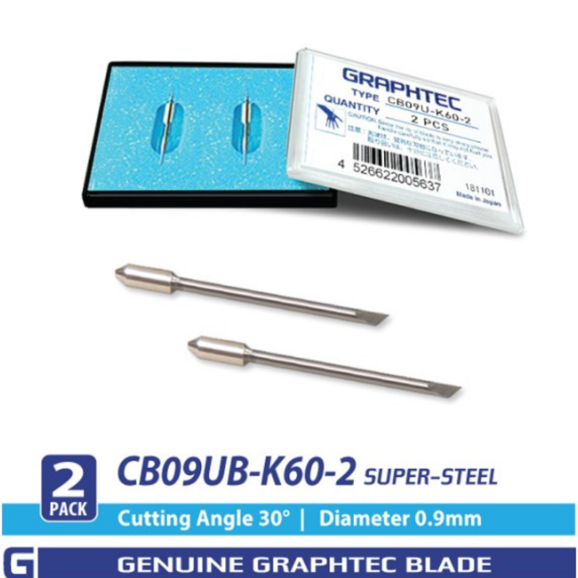 Cb09Ub-K60 Super-Steel Blade 30°/ 0.9Mm For Fc, Fcx, Ce Series - Cb09Ub-K60-2 Pack GRAPHTEC