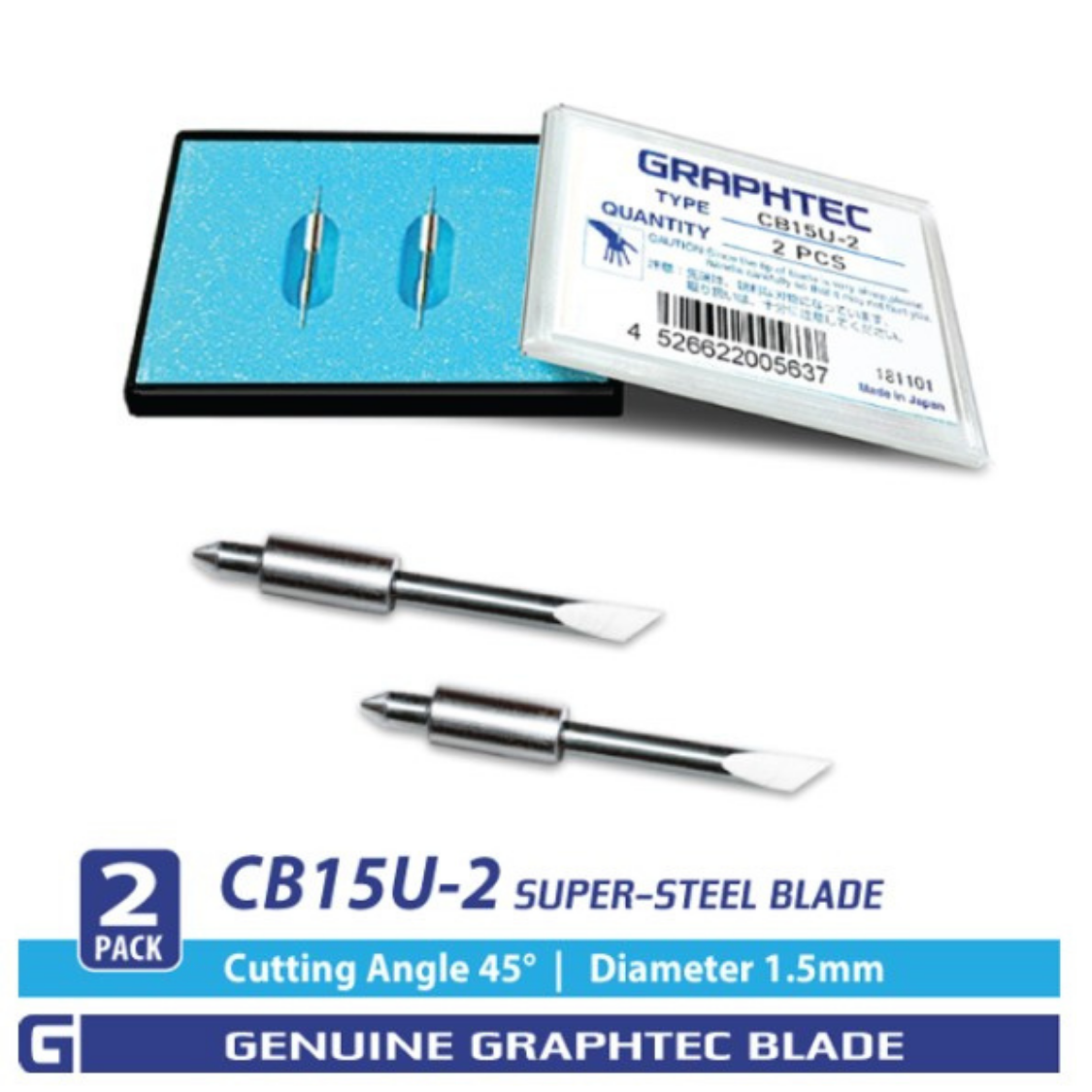 Cb15U Super-Steel Blade - 45°/ 1.5Mm For Fc, Fcx, Ce Series - Cb15U-2 Pack GRAPHTEC