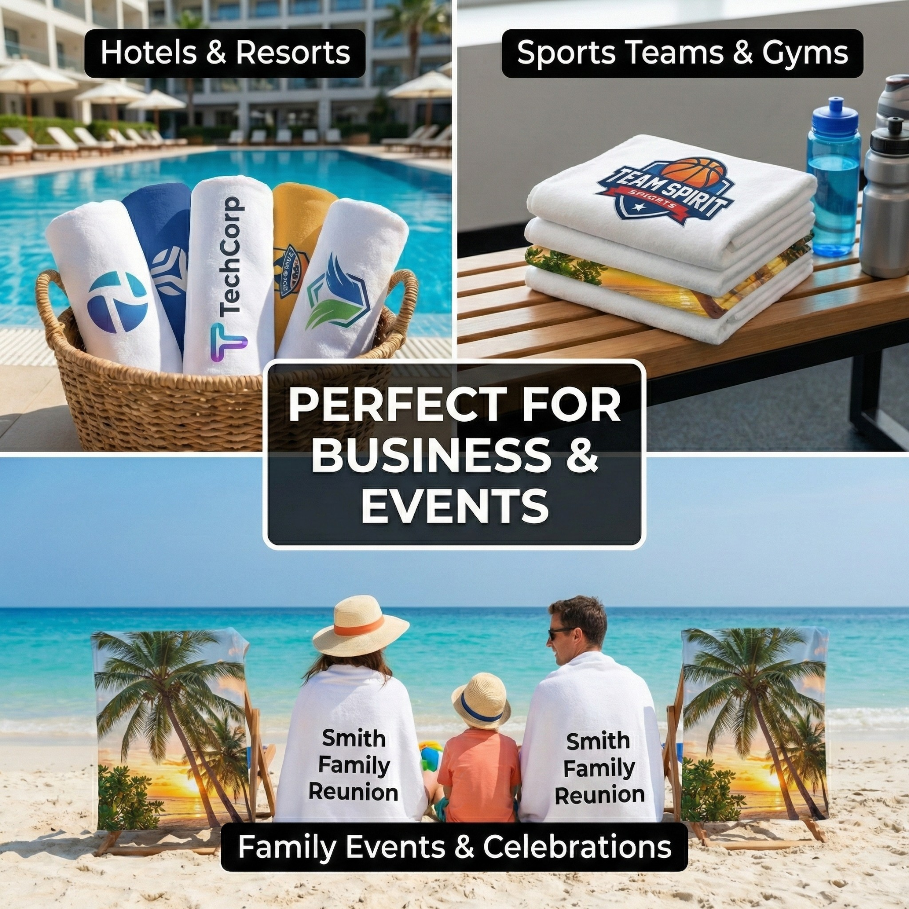 Custom Printed Beach Towels 30” x 60” – Full Color Sublimation Pool Towels for Businesses & Events | DigiPrint USA