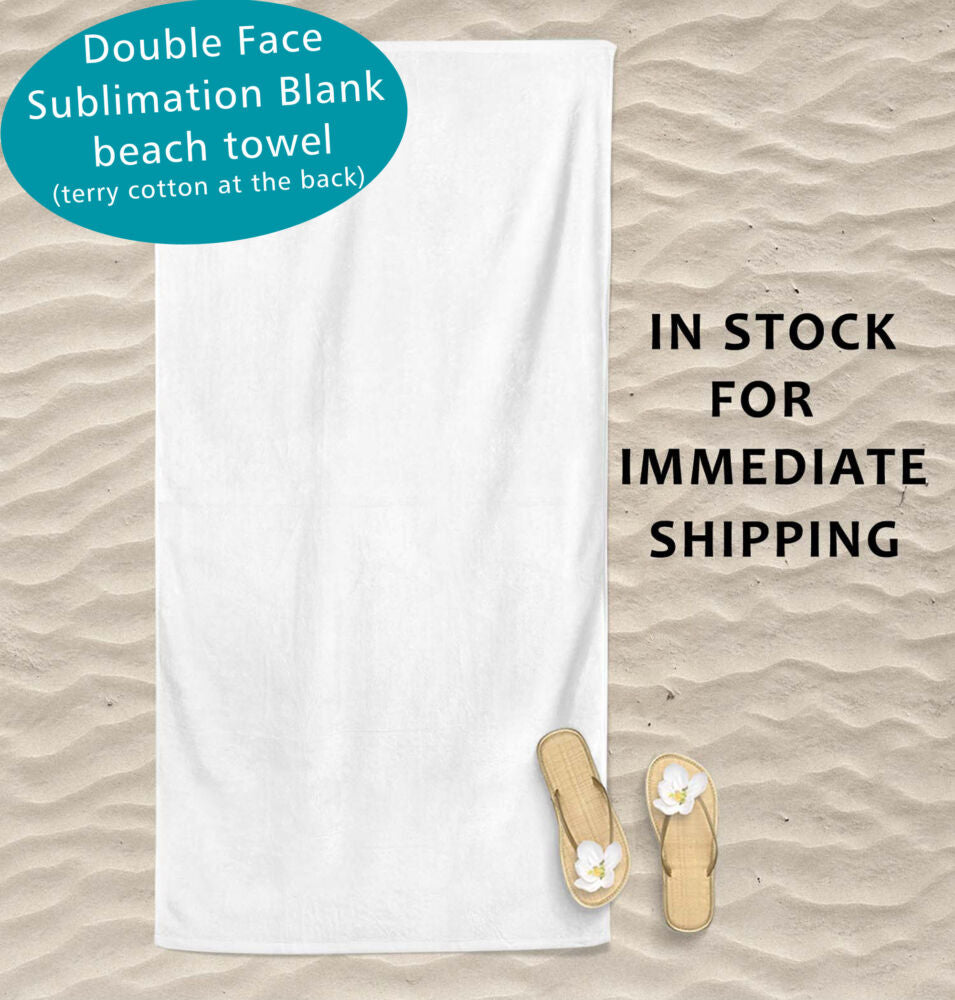 Sublimation Beach Towel With Cotton Terrycloth Side 30”X 60” Blank