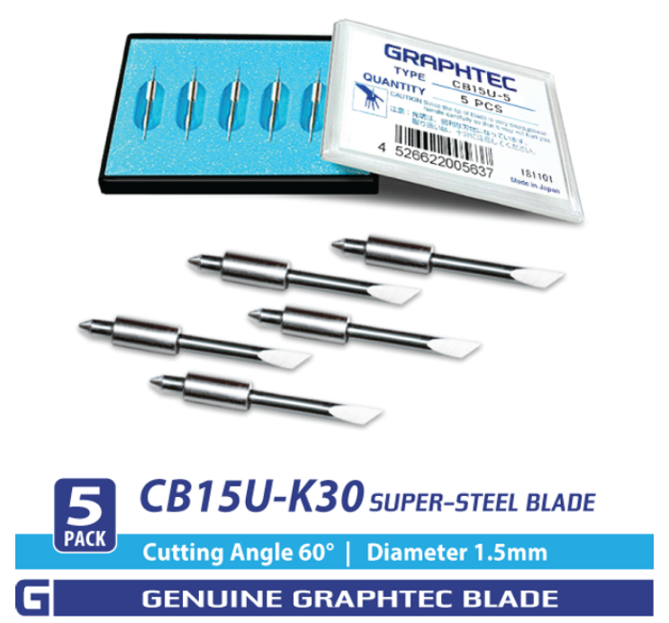 Cb15U-K30 Super-Steel Blade - 60°/ 1.5Mm For Fc, Fcx Series - Cb15U-K30-5 Pack GRAPHTEC